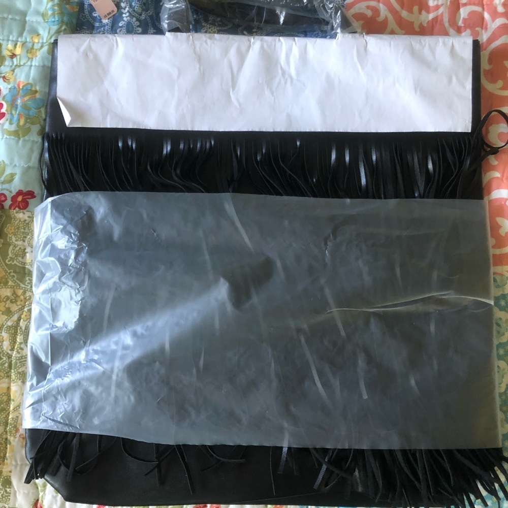 Victoria’s Secret fringe two handle black purse